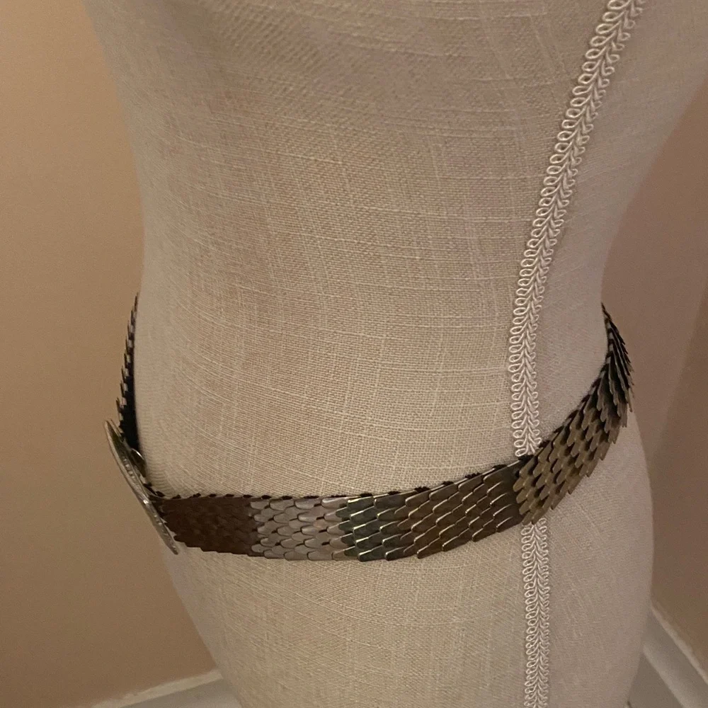 Silver Metallic Chain Belt Vintage Stretch